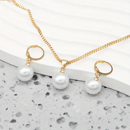 Conjunto de Joias de Pérolas Golden Grace | Dourado