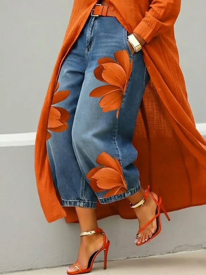 Analie - Elegant Floral Jeans