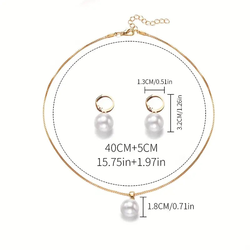 Conjunto de Joias de Pérolas Golden Grace | Dourado