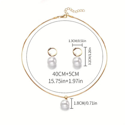 Conjunto de Joias de Pérolas Golden Grace | Dourado