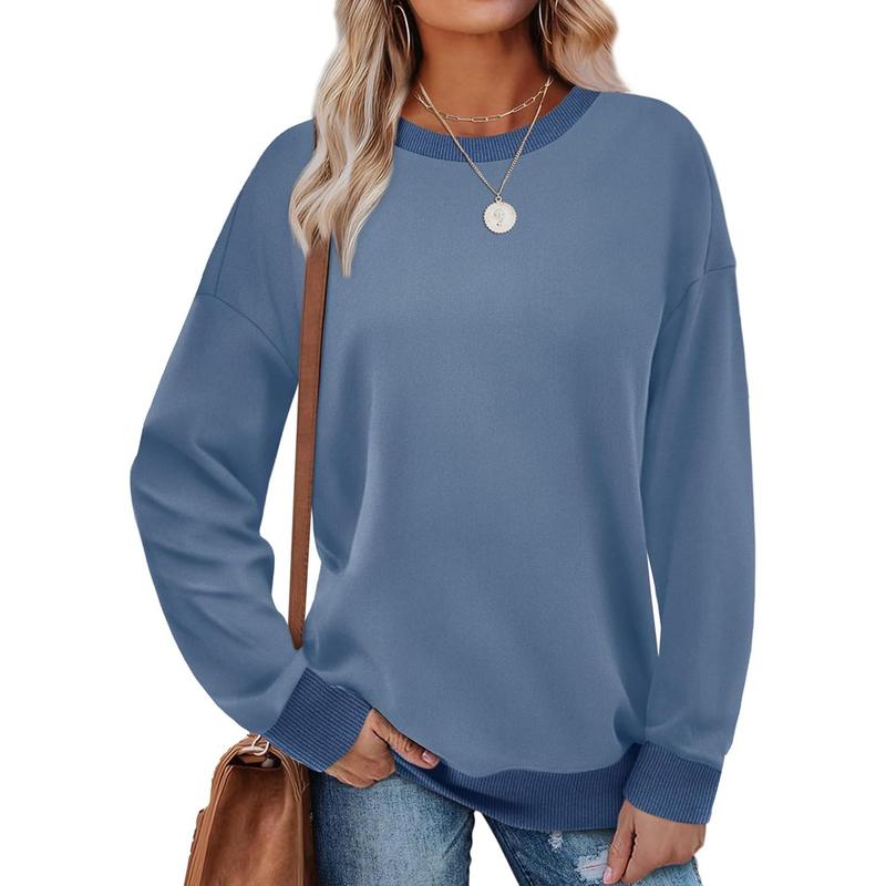 MARGARET™ - Sudadera túnica de manga larga con cuello redondo y ribete en contraste