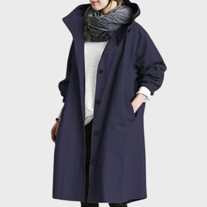 Emmie Hooded Trench Coat with Patch Pockets and Yoke