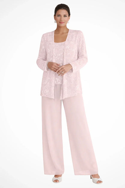 Evie | Conjunto de calça de três peças com lantejoulas e renda, perna larga, para convidadas de casamento