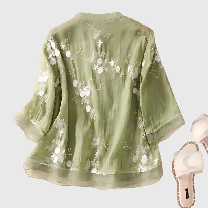 Nellie™ | Blusa elegante con flores bordadas