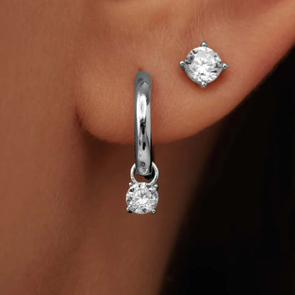 Juego de pendientes de piedra Larmes de Lune | Oro blanco