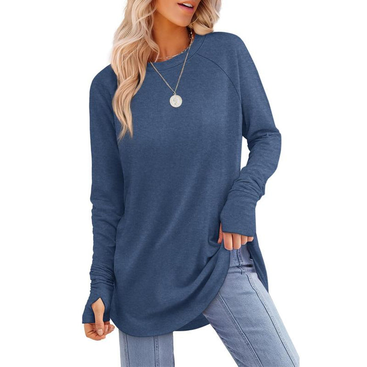 MIRA™ - Blusa de manga larga para mujer con abertura para el pulgar y dobladillo curvo