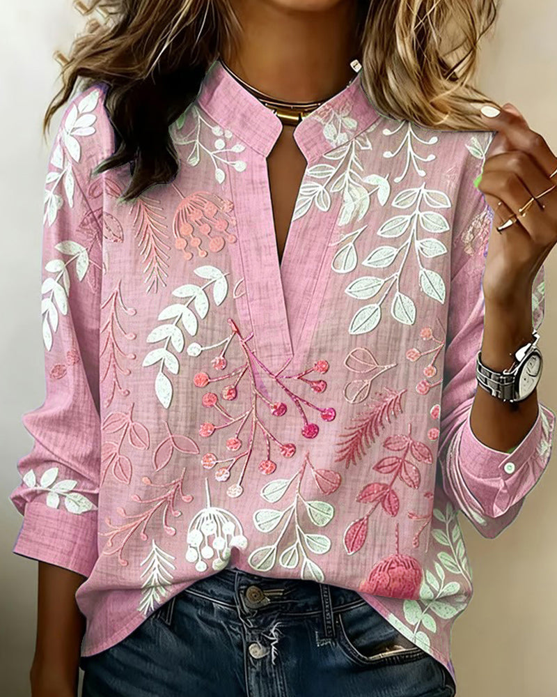 Brielle | Soft-Touch Floral V-Neck Blouse