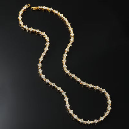 Colar clássico de tênis com pedras agrupadas | Dourado