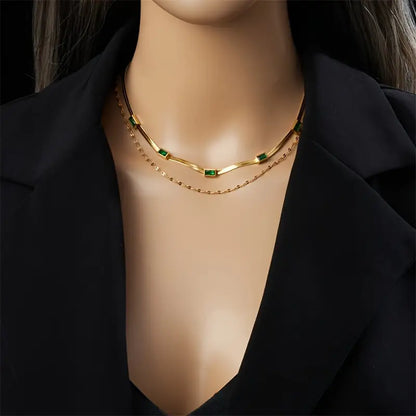 Collar retro de doble capa Sorella Gem | Dorado
