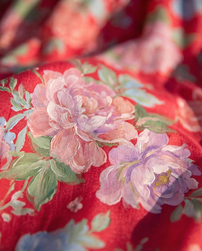 Minelda | Elegantes florales Kleid mit V-Ausschnitt