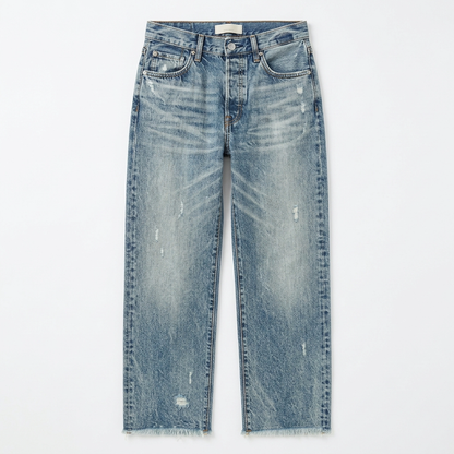 Jimena | Retro Fringed Cropped Straight Leg Jeans