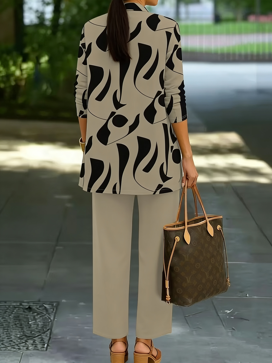 Zara | Brown Round Neck Three Piece Set