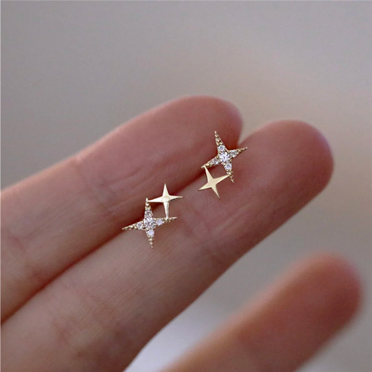 Pendientes Dorados Estrella Brillante