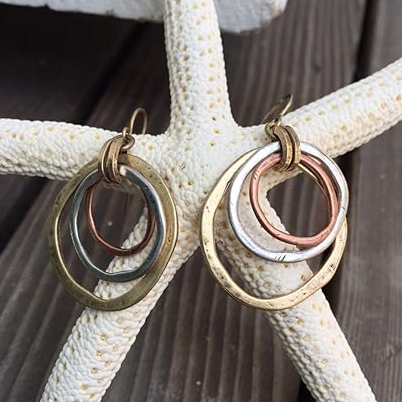 Pendientes vintage bicolor en oro y plata