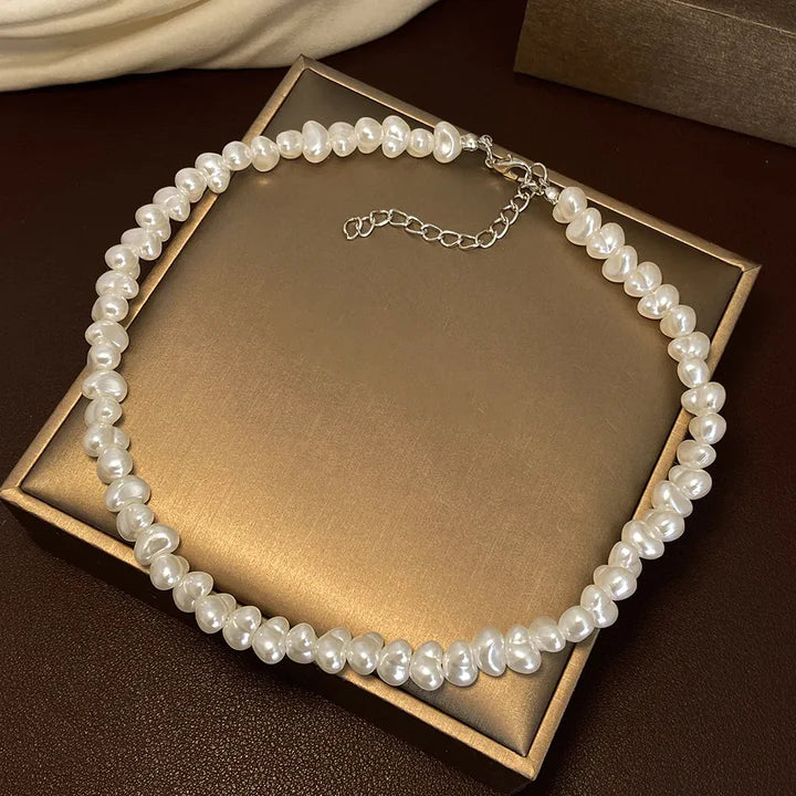 Collar de perlas Halo | Oro blanco