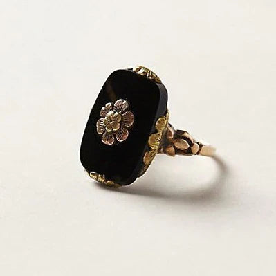 Anillo vintage de piedra negra | Oro