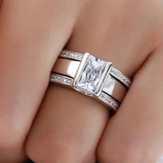 Antiker Ring aus eingelegtem Glas | Weißgold