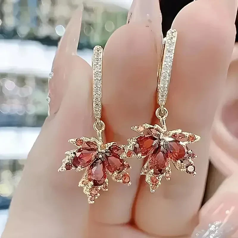 Pendientes Leafshine de circón | Oro