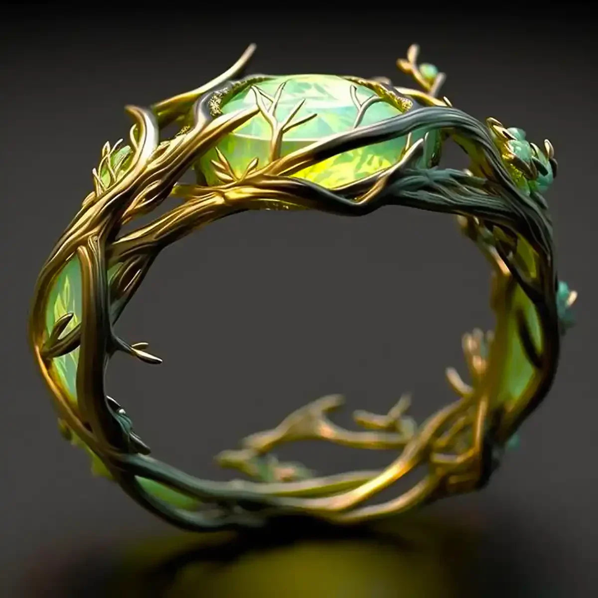 Grüner Blütenring | Gold