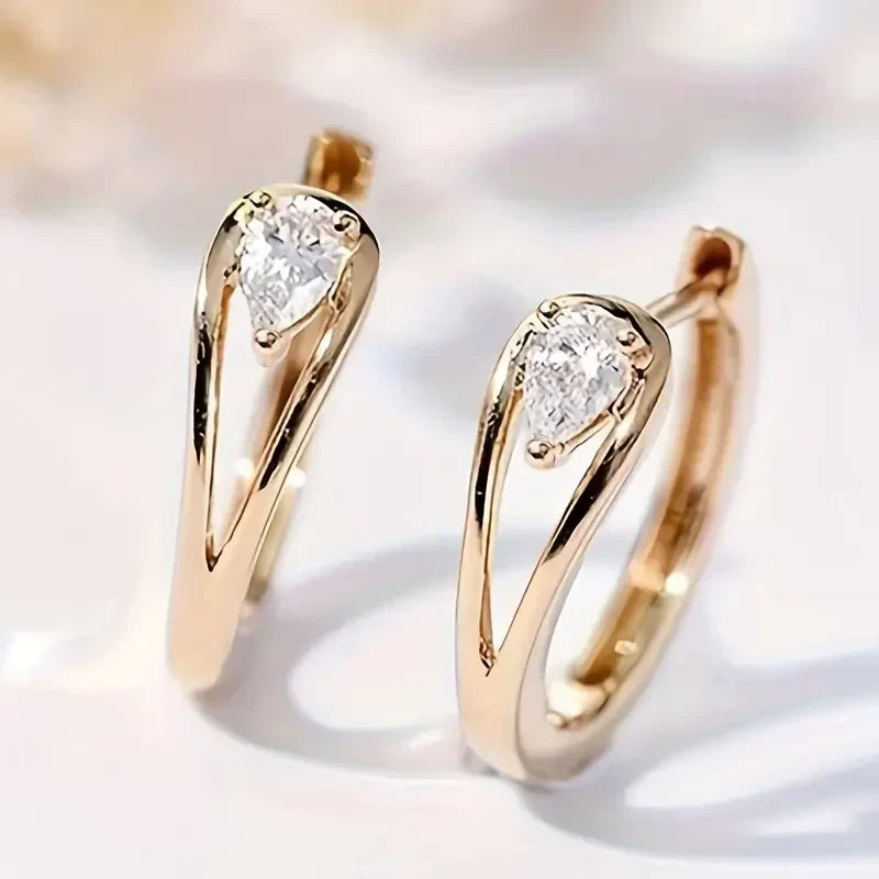 Exquisite Zirkonia-Tropfenohrringe in Gold | Gold