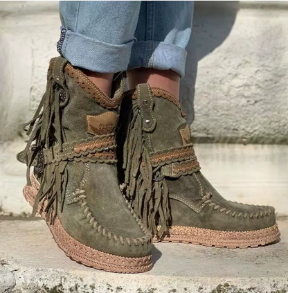 Boho Western Boots with Fringes