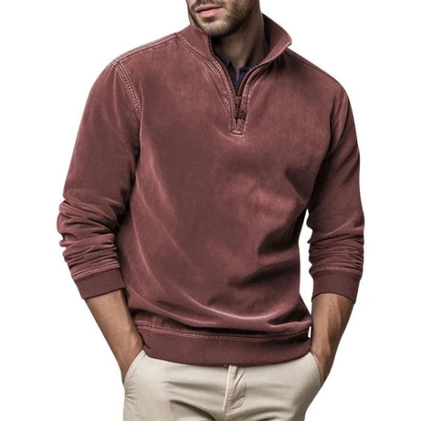 Men's fleece sweater | Warm pullover with quarter zip and modern fit