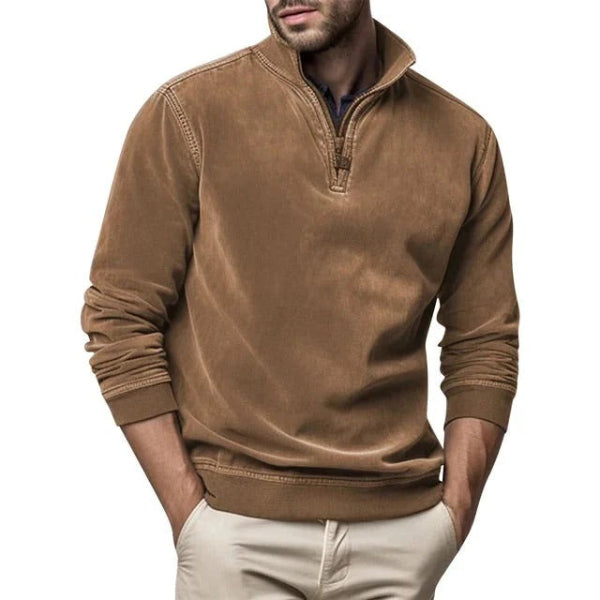 Men's fleece sweater | Warm pullover with quarter zip and modern fit