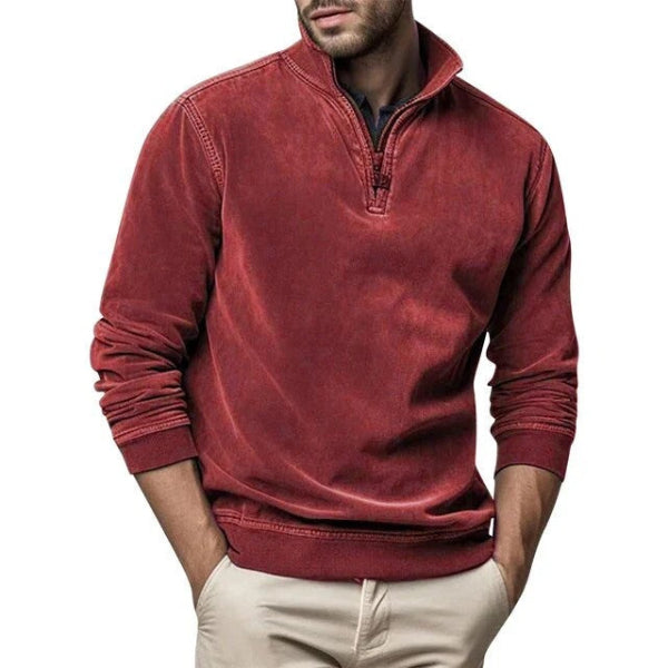 Men's fleece sweater | Warm pullover with quarter zip and modern fit