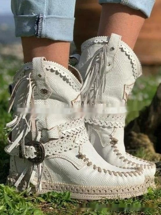 Boho Western Boots with Fringes