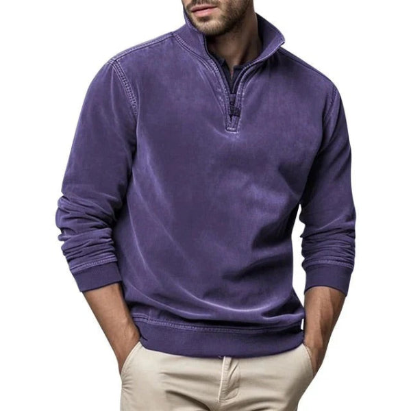 Men's fleece sweater | Warm pullover with quarter zip and modern fit