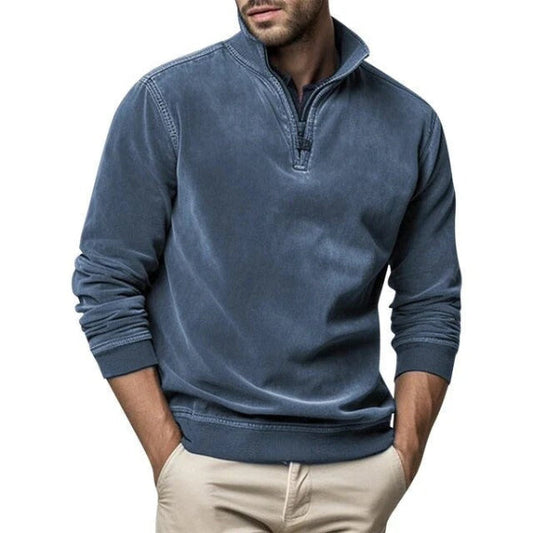 Men's fleece sweater | Warm pullover with quarter zip and modern fit