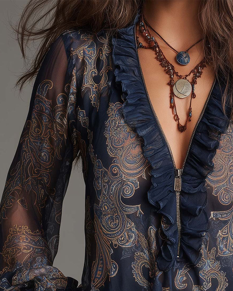 Norina | Soft-Touch V-Neck Ruffle Blouse