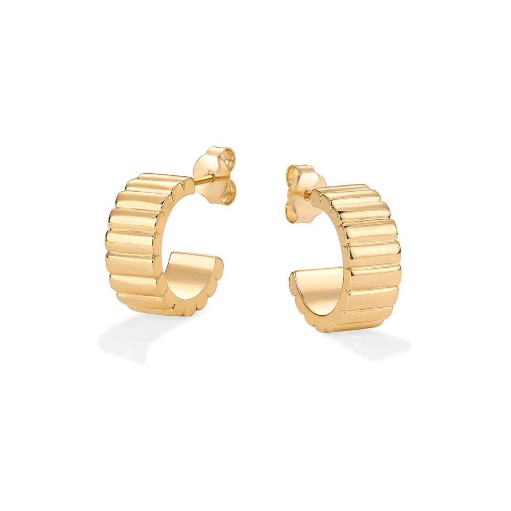 Klassische Rillenohrringe | Gold