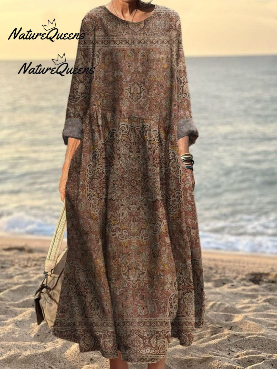 Rachel | Damen Vintage Kunstdruck Lässiges Langarmshirt Bequemes Baumwollshirt