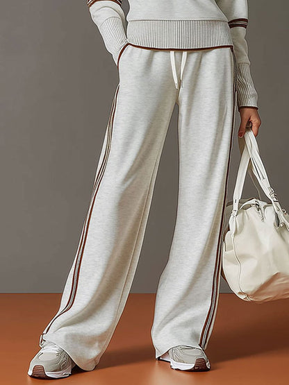 Kimberly | Conjunto coordenado de tricô canelado com meio zíper para mulheres