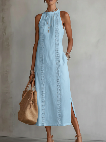 Esmara | Locker geschnittenes Midikleid mit Stickerei und Mandarin-Kragen