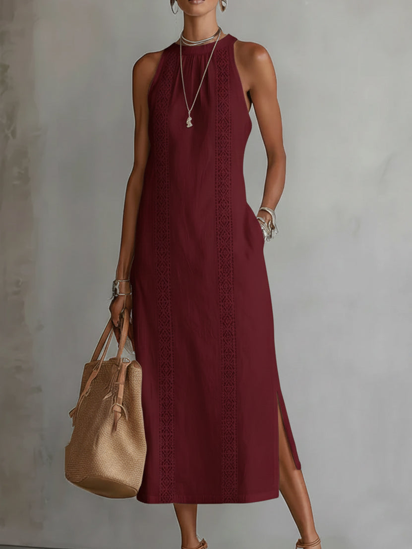 Esmara | Locker geschnittenes Midikleid mit Stickerei und Mandarin-Kragen