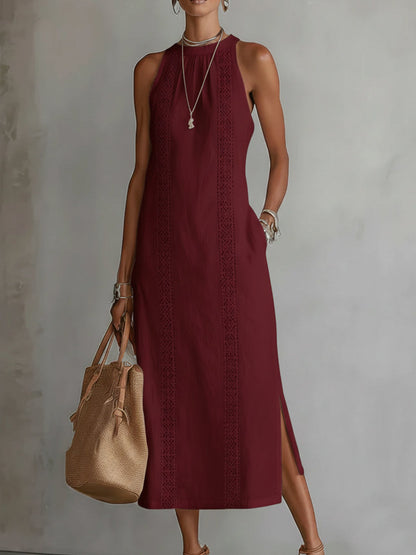 Esmara | Locker geschnittenes Midikleid mit Stickerei und Mandarin-Kragen