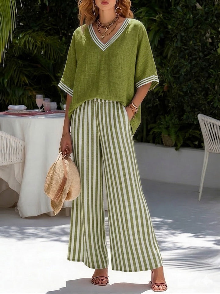 Alira | Striped Linen Two-Piece Lounge Set