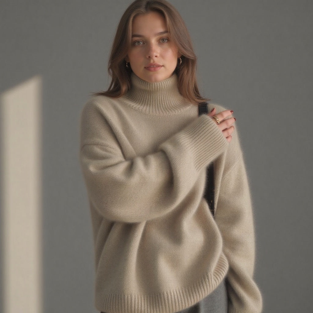 Sydney | Oversized rullekravesweater i kashmir til kvinder