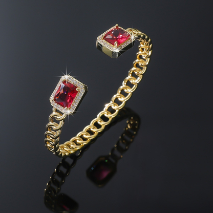 Pulseira aberta Veloria Ruby | Dourada
