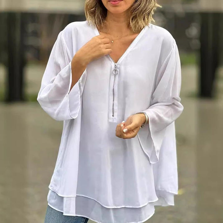 Lorelai | Blusa de Chiffon com Zíper