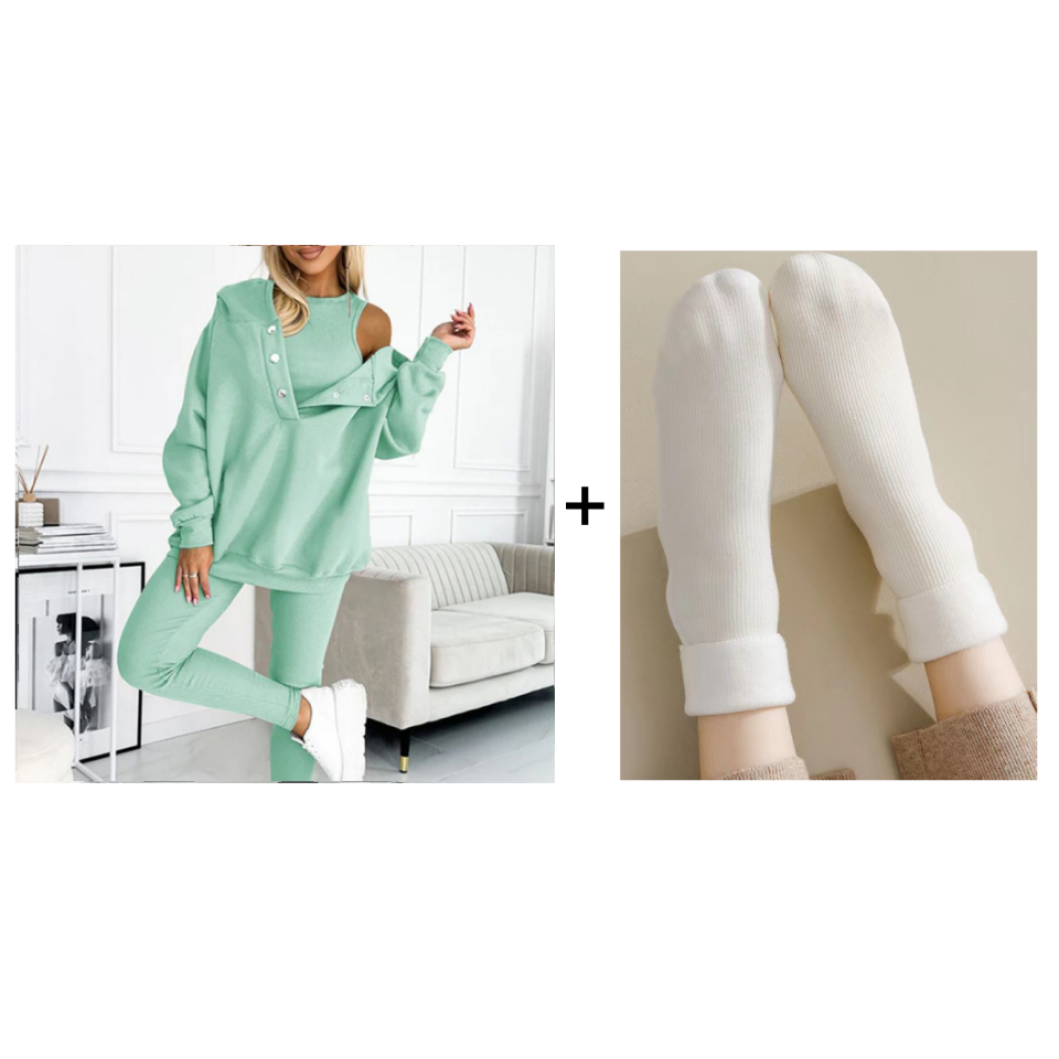 Hooded Casual and Comfortable Sweatshirt Suit (3 Pieces)