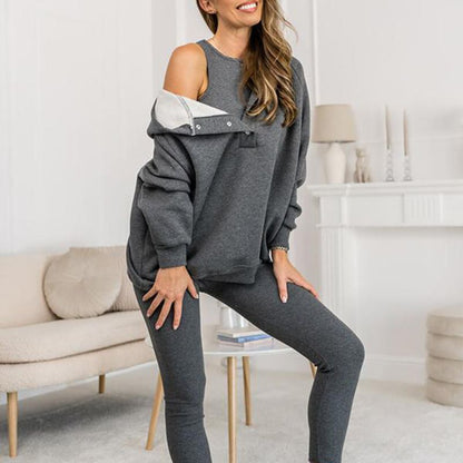 Hooded Casual and Comfortable Sweatshirt Suit (3 Pieces)