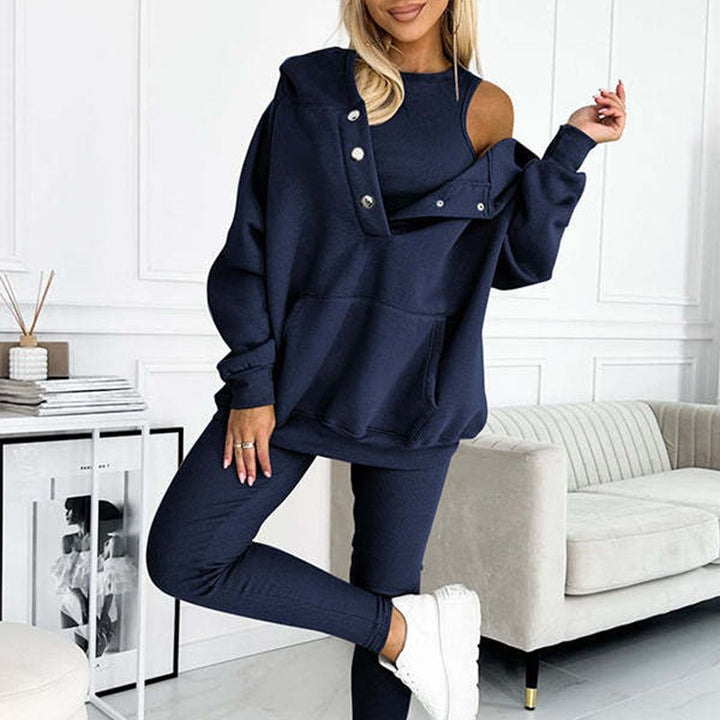 Hooded Casual and Comfortable Sweatshirt Suit (3 Pieces)
