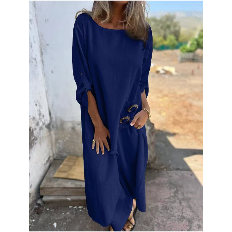 Neues Baumwoll-Leinen-Kleid + Hose – Bequemes zweiteiliges Set