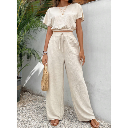 The Short Sleeve Top & Straight Leg Pants Two-Piece Set