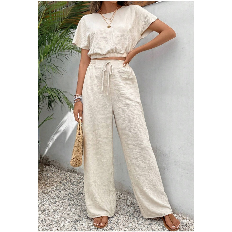 The Short Sleeve Top & Straight Leg Pants Two-Piece Set