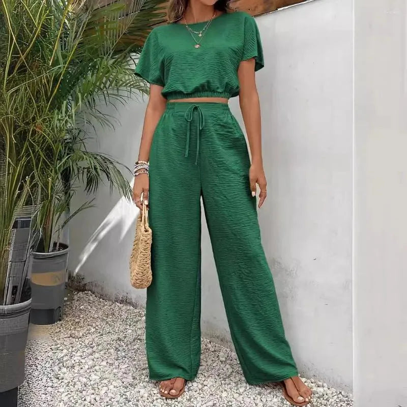 The Short Sleeve Top & Straight Leg Pants Two-Piece Set
