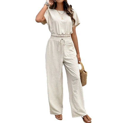 The Short Sleeve Top & Straight Leg Pants Two-Piece Set